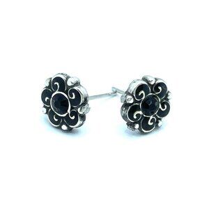Brighton GARDEN OF EDEN Black Small Cote Flower Sparkle  Custom Post Earrings